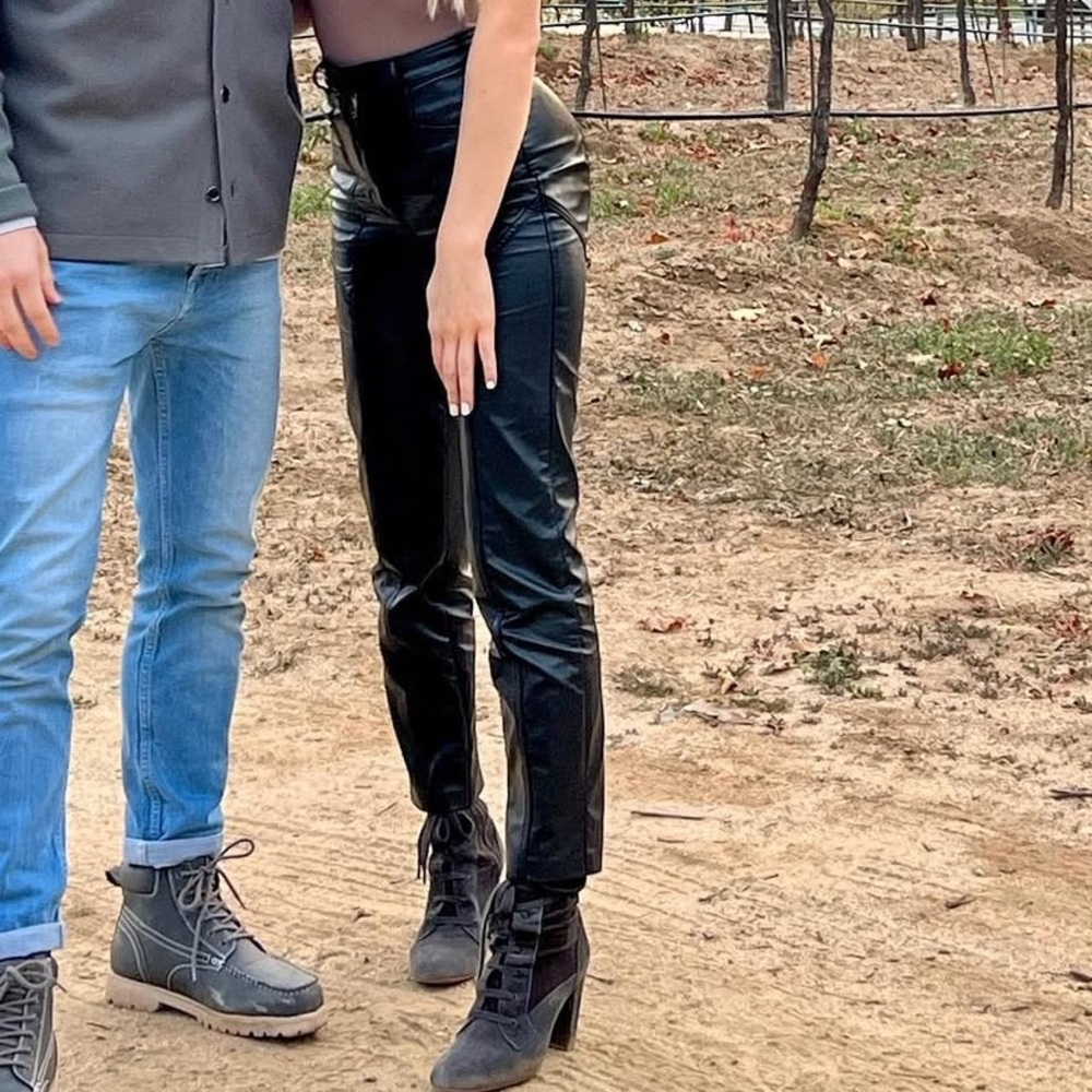Aritzia Black High-Rise Faux Leather Pants